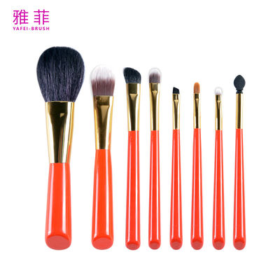 কেনা 137A10908 কাঠের হ্যান্ডেল মেকআপ ব্রাশ ছোট সেট 8PCS পোর্টেবল মেকআপ ব্রাশ সেট অনলাইনে উৎপাদন