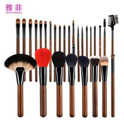 189A0428 প্রস্তুতকারক 28PCS পশু চুল তামা টিউব কাঠের হ্যান্ডেল কাস্টম লোগো পেশাদার মেকআপ ব্রাশ সেট